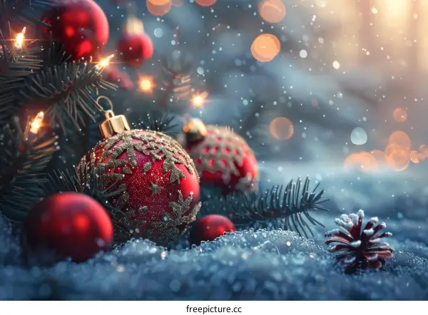 Christmas Decorations in the Snow