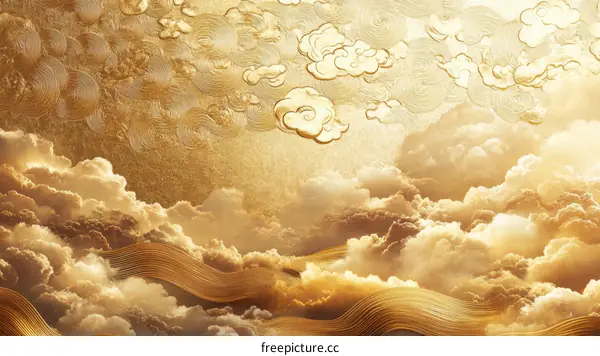 Golden Cloudscape Abstract Art