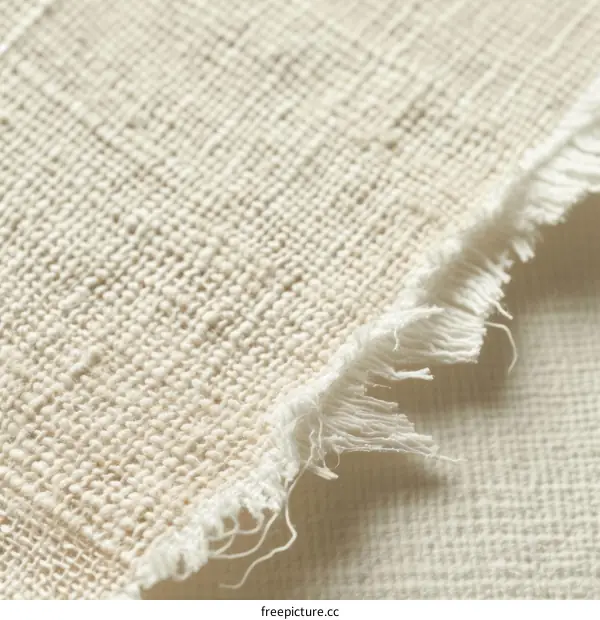 Close up of a rough woven natural colored cloth