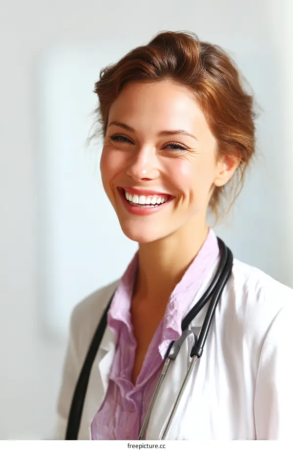 Smiling Female Doctor Portrait in Medical Setting