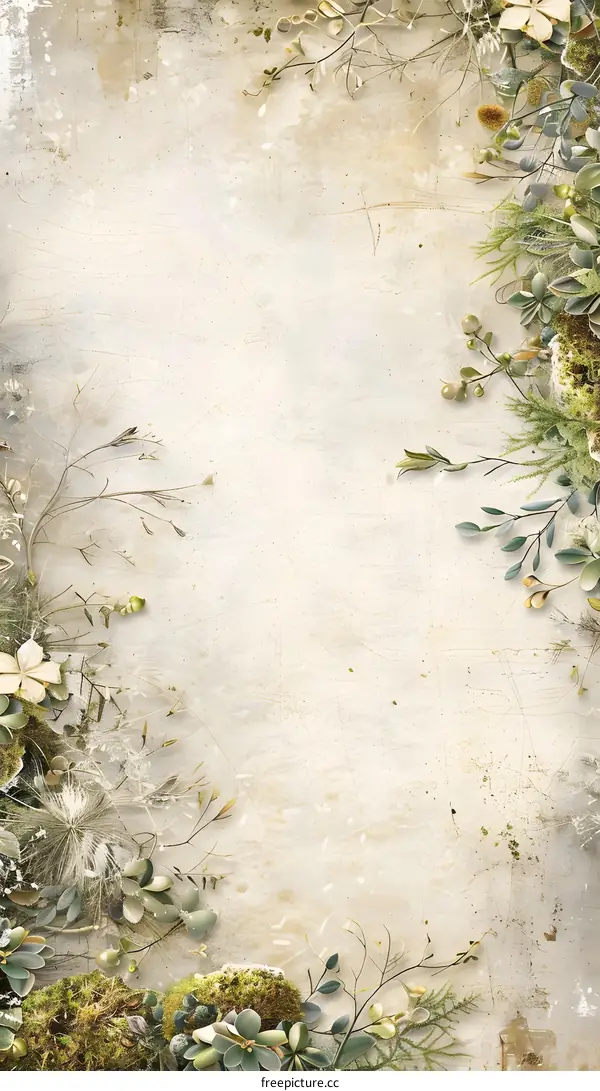 Vintage Floral Watercolor Background with Light Beige Color