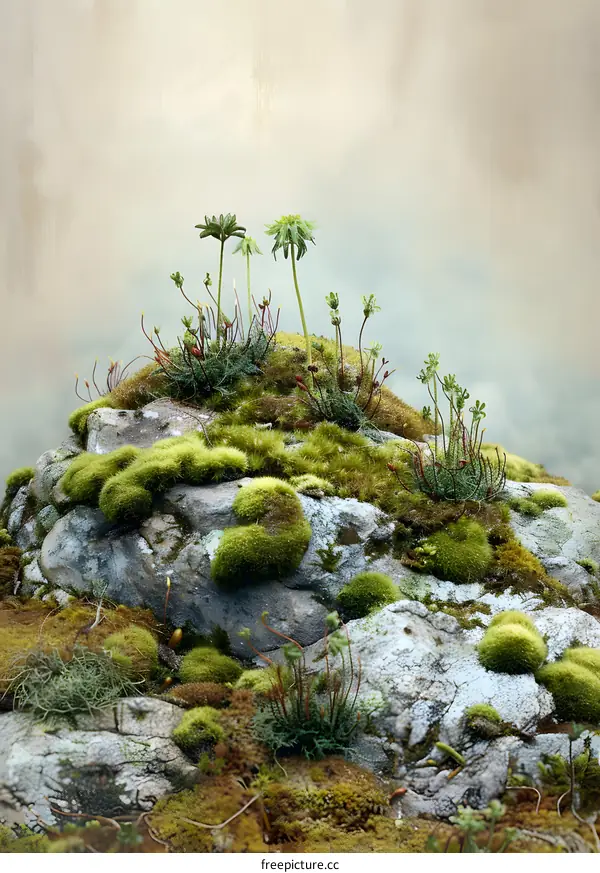 Green Mossy Rock in Nature