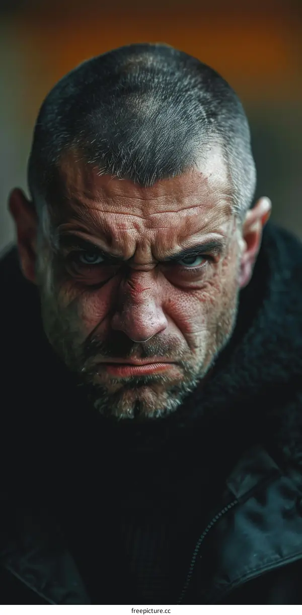 Closeup Portrait of a Serious Man