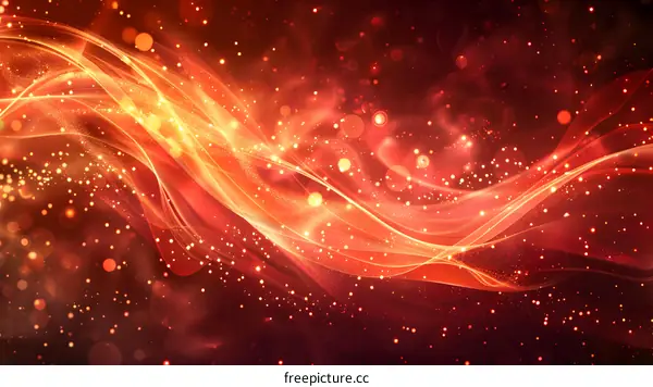 Red silk-like waves with shiny particles