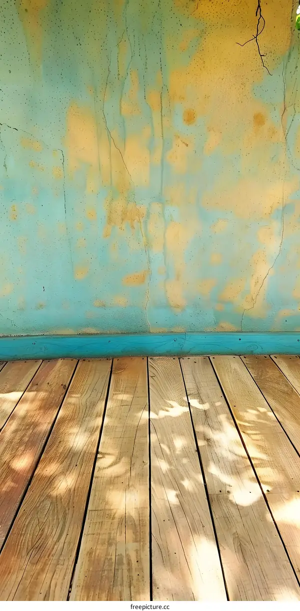 Blue and Yellow Wall with Wooden Floor