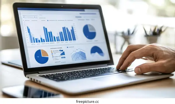 Laptop Displaying Business Graphs and Charts