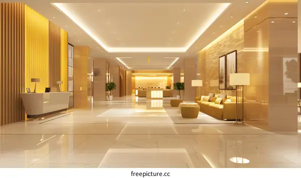 Luxury Hotel Lobby Interior Design with Golden Accents