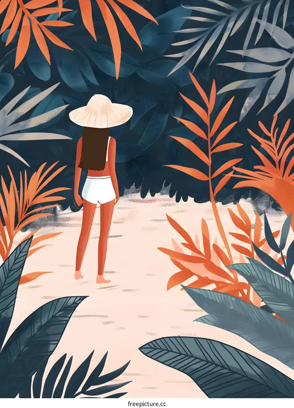 Woman in White Outfit Standing in a Jungle