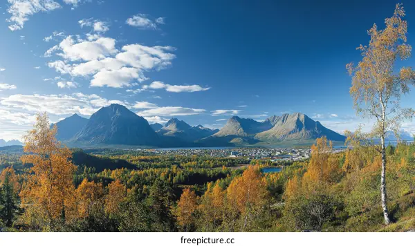 Autumn Scenery of a Mountainous Town