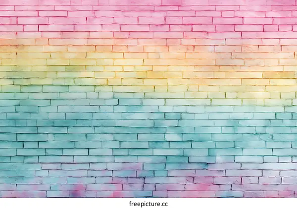 Colorful Pastel Rainbow Brick Wall Background
