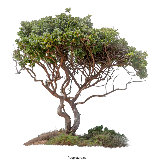[Transparent Background PNG]Isolated Tree With Green Leaves and Twisted Branches