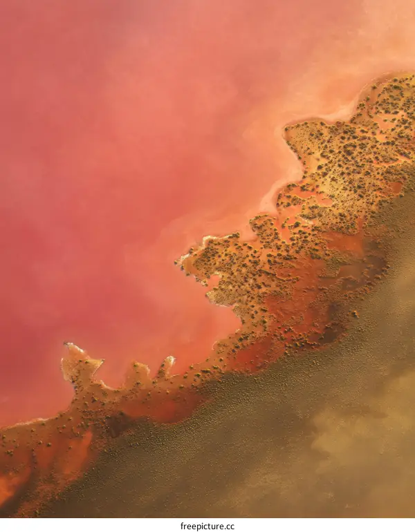 Aerial View of a Pink Salt Lake