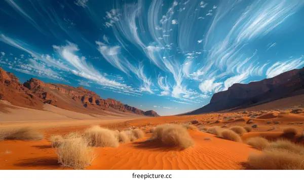 Epic Desert Landscape with Dramatic Cloud Formations