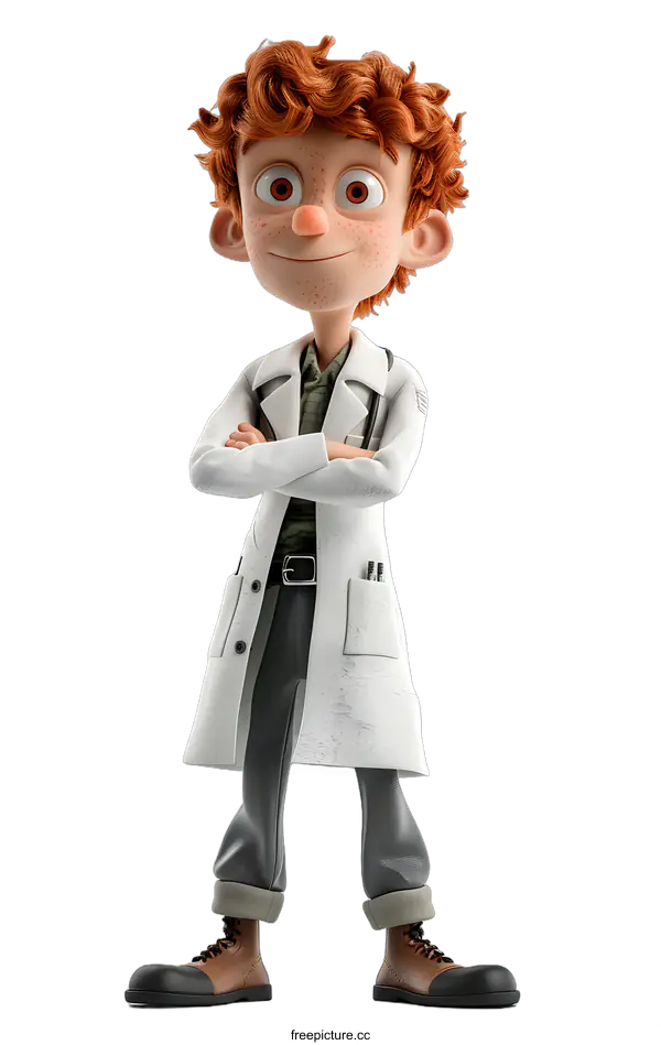 [Transparent Background PNG]A 3D illustration of a young male doctor