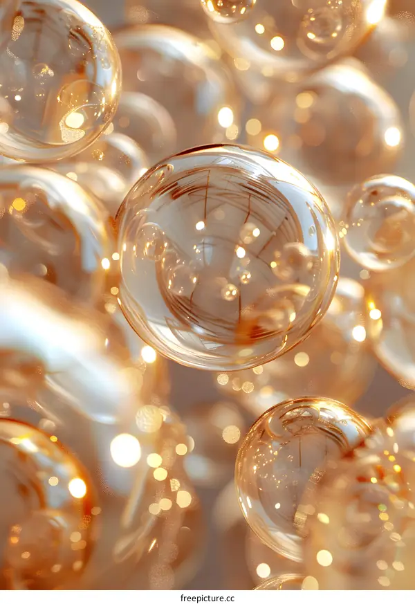 Golden Liquid with Shimmering Bubbles