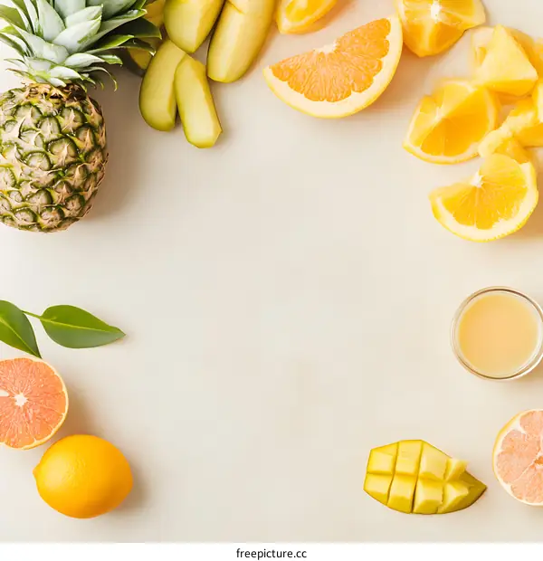Tropical Fruits  Background  For  Juice  Recipe  Food  Photography