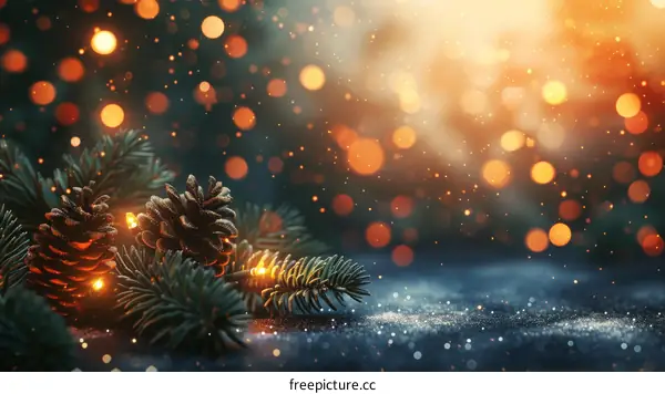 Christmas Pine Cones and Holiday Lights