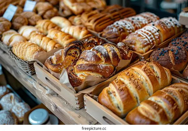 Assorted Bread Collection in a Bakery