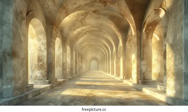 Ancient Stone Corridor under Sunlight