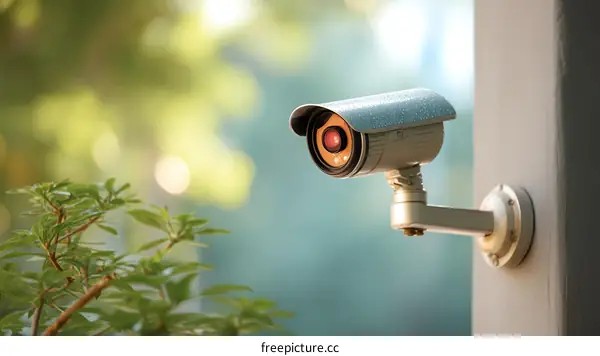 Outdoor Security Camera on a Wall