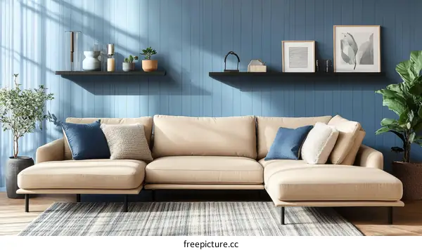Modern Beige Sectional Sofa in a Stylish Living Room
