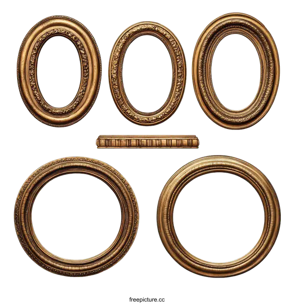 [Transparent Background PNG]Antique Gold Picture Frames Collection