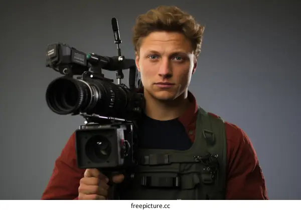 Young male with a video camera