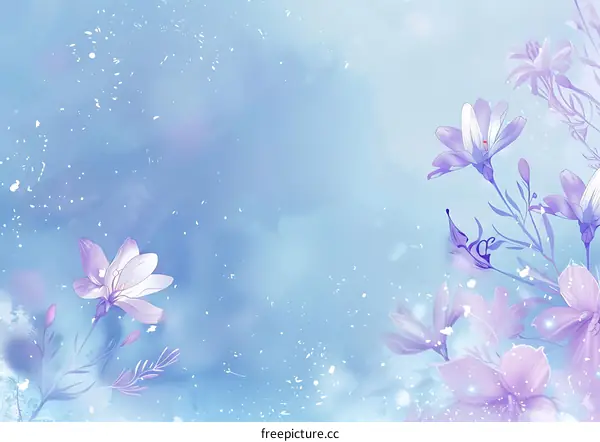 Purple Flower Illustration on Light Blue Background
