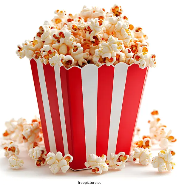 Popcorn in a Red and White Striped Box