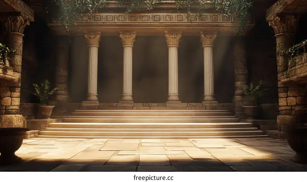 Ancient Stone Columns Grand Entrance