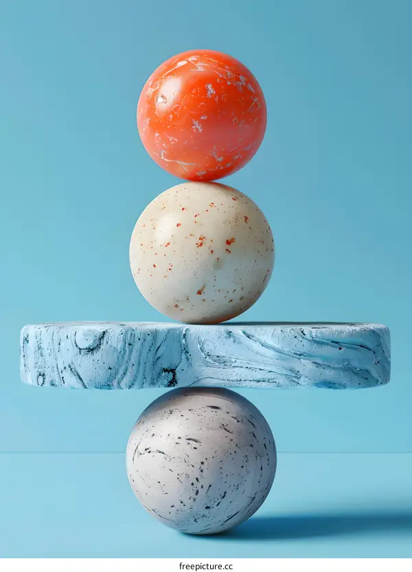 spheres balancing on a curved plane