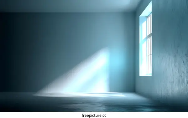 Empty room with sunlight streaming through a window