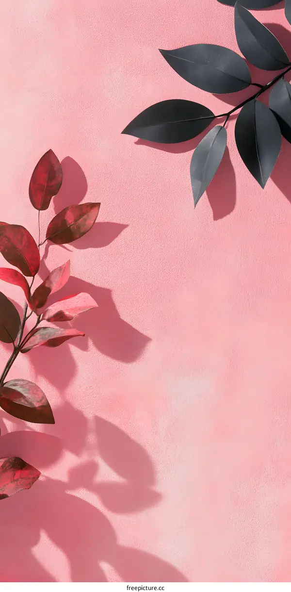 Minimalist Pink Background With Shadow of Leaves