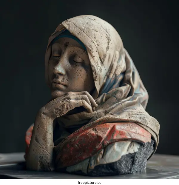 A Thoughtful Female Figure in Artistic Sculpture