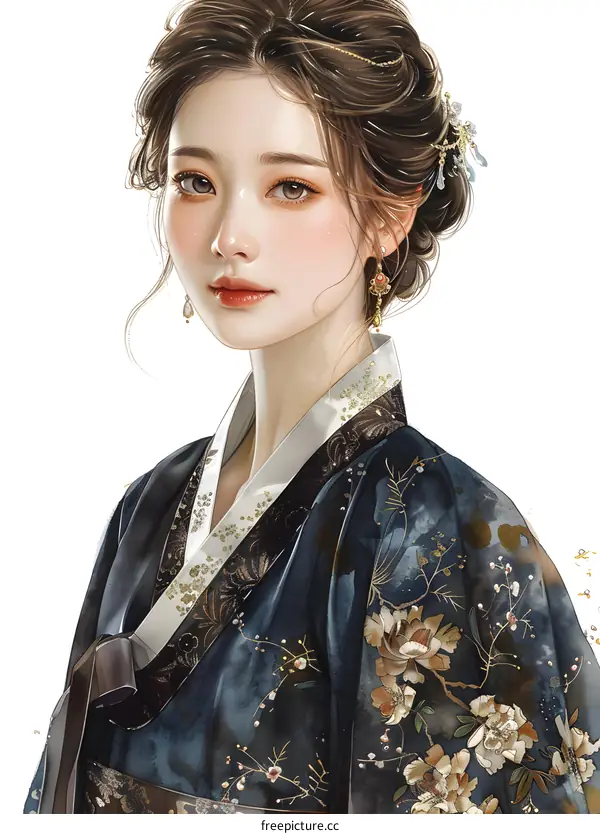 Portrait of a young woman in traditional Korean dress