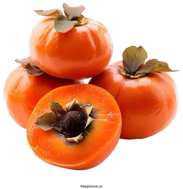 [Transparent Background PNG]Ripe persimmons on white background