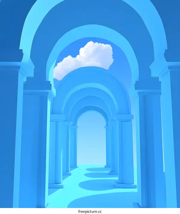 Abstract Blue Archway with Sky