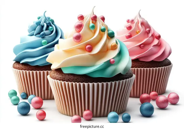 Delicious Colorful Cupcakes Display