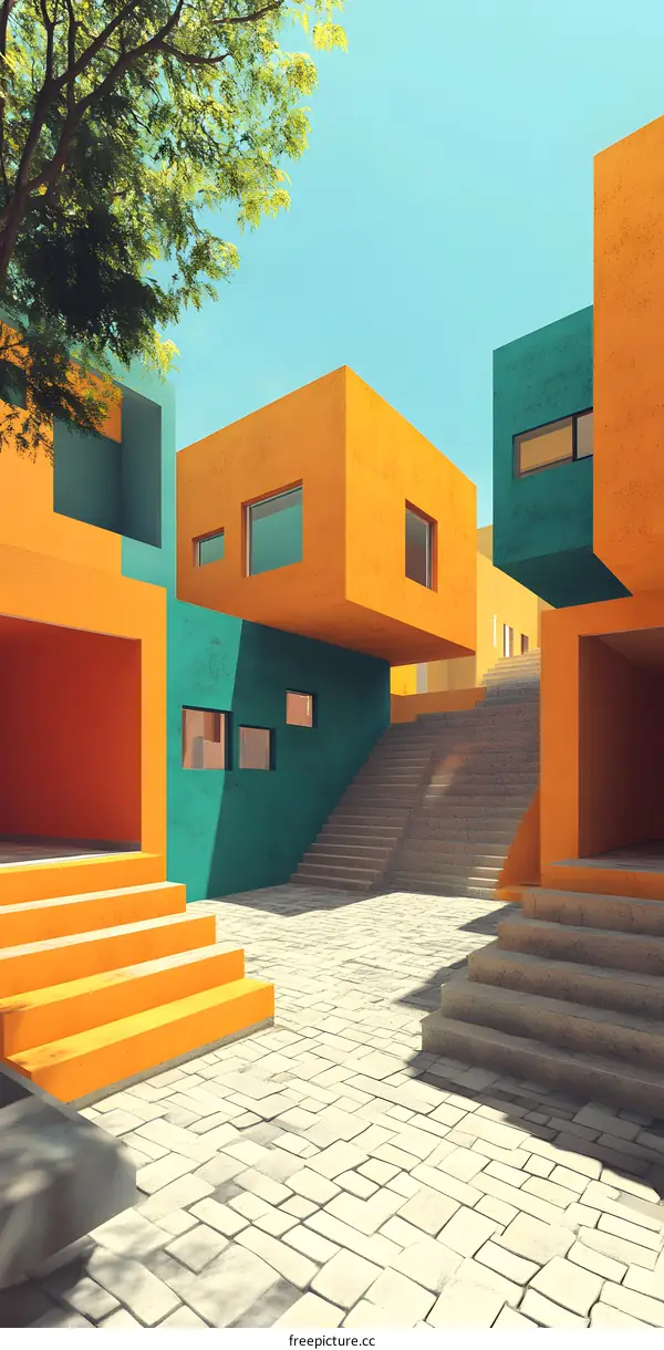 Minimalist Architecture Design With Colorful Buildings