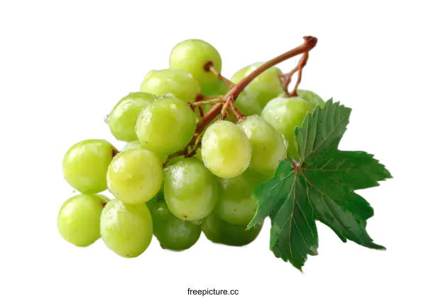 [Transparent Background PNG]Fresh Green Grapes with Leaves