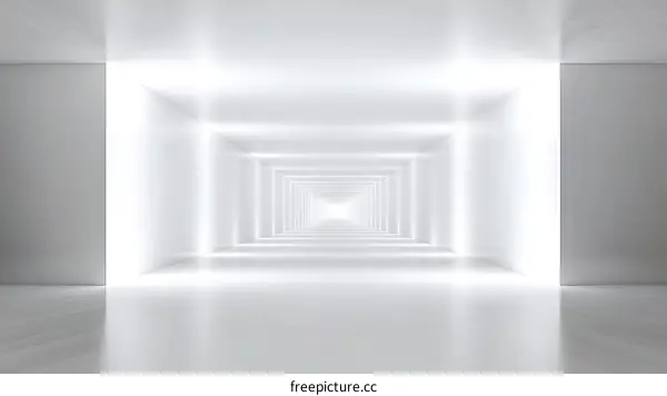 Abstract White Corridor with Light Lines
