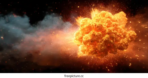 Explosive Burst of Fire and Smoke