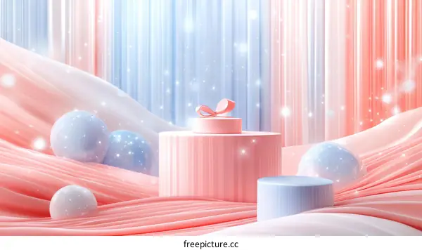 Pastel Pink and Blue Gift Display Scene