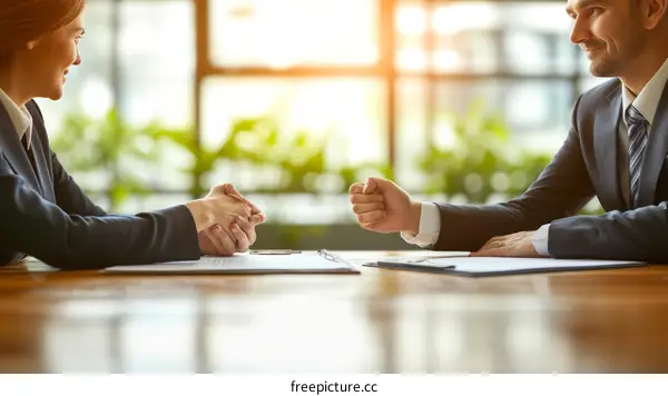 business people shaking hands in the office