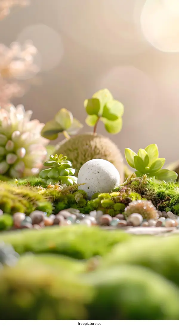 Green Moss Garden with Stone