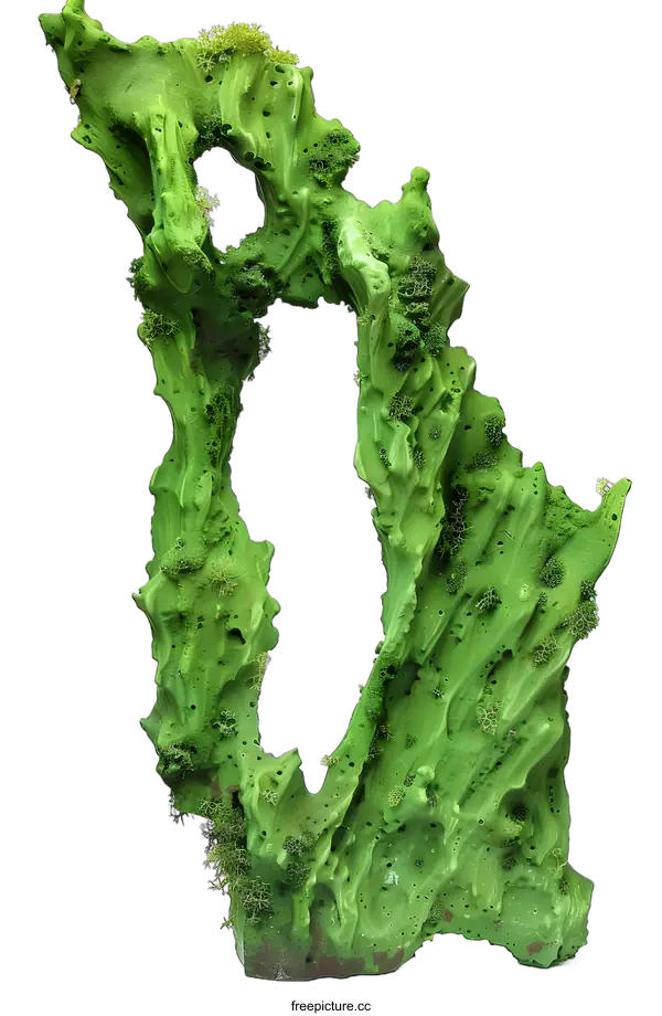 [Transparent Background PNG]Green Abstract Stone Sculpture on White Background