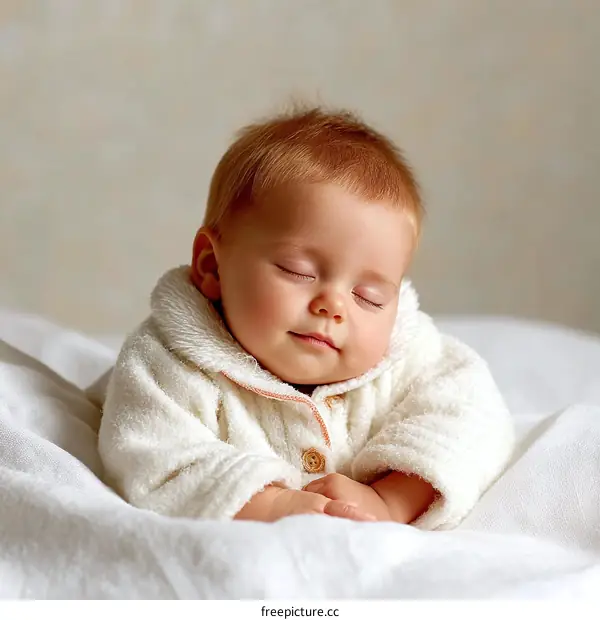 Peaceful Baby Sleeping in Soft Clothes