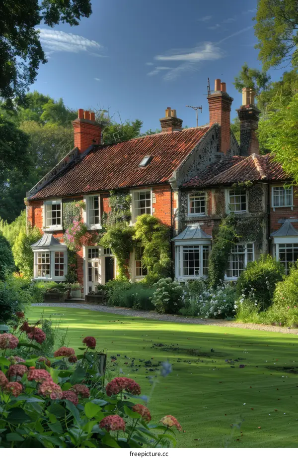 English country house with beautiful garden
