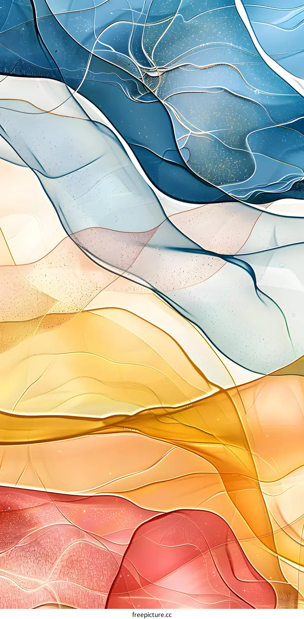 Abstract Watercolor Background with Golden Lines