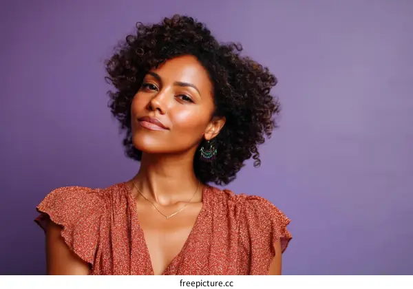 Portrait of a confident woman with curly hair
